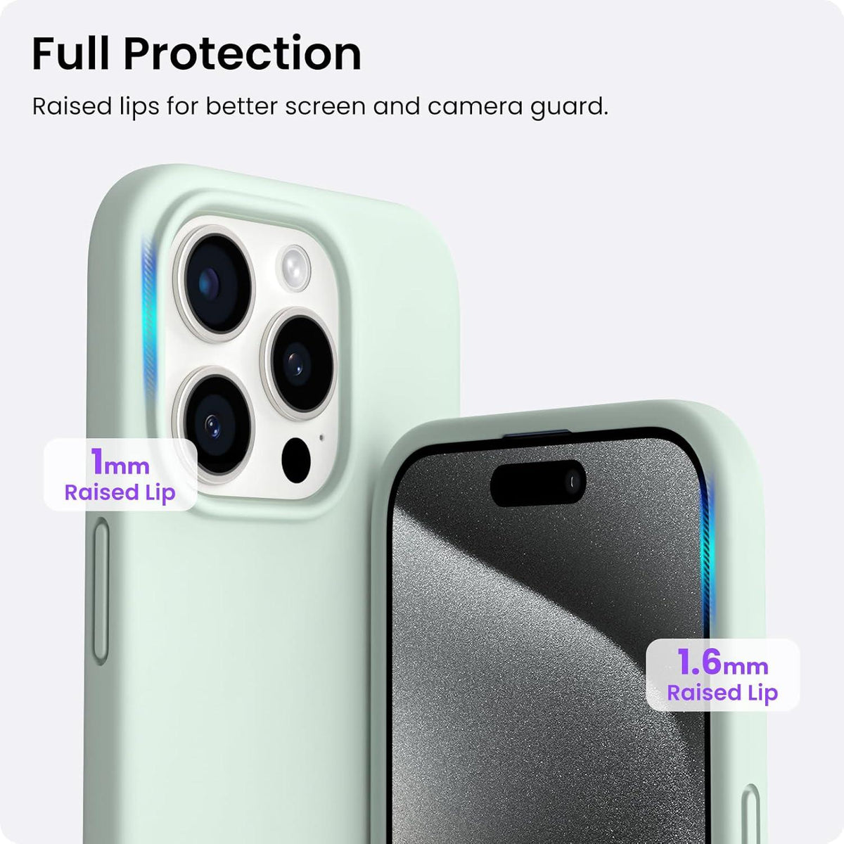 ORNARTO iPhone 15 Pro Hülle Silikon 6,1 Zoll Kratzfeste Schutzhülle Hellgrün