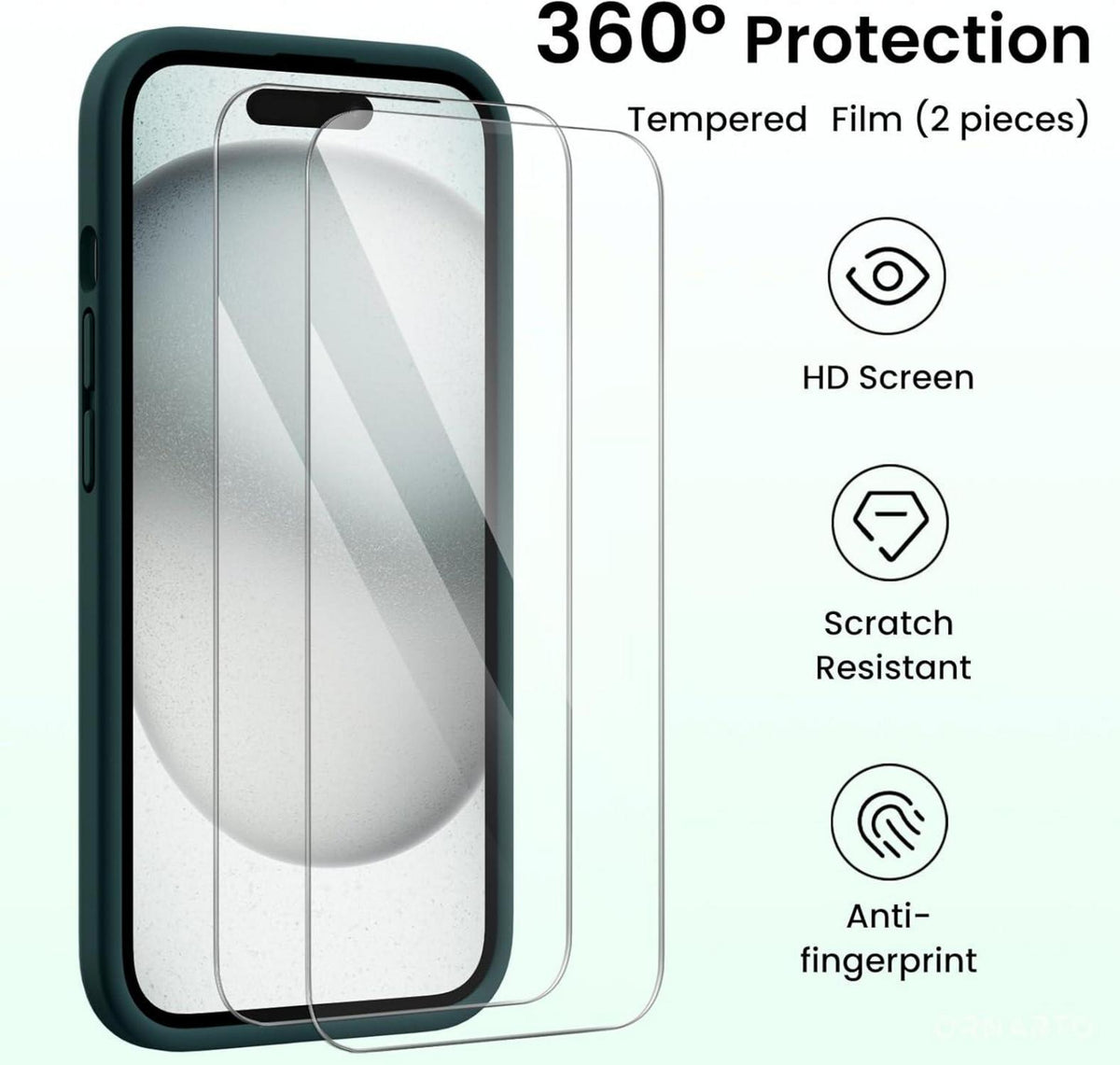 ORNARTO iPhone 15 Hülle Olivgrün mit Kameraschutz, Stoßfest & Mikrofaser