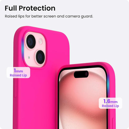 ORNARTO iPhone 15 Plus Hülle Silikon 6,7 Zoll - Kratzfeste stoßfeste Schutzhülle Leuchtend Rosa