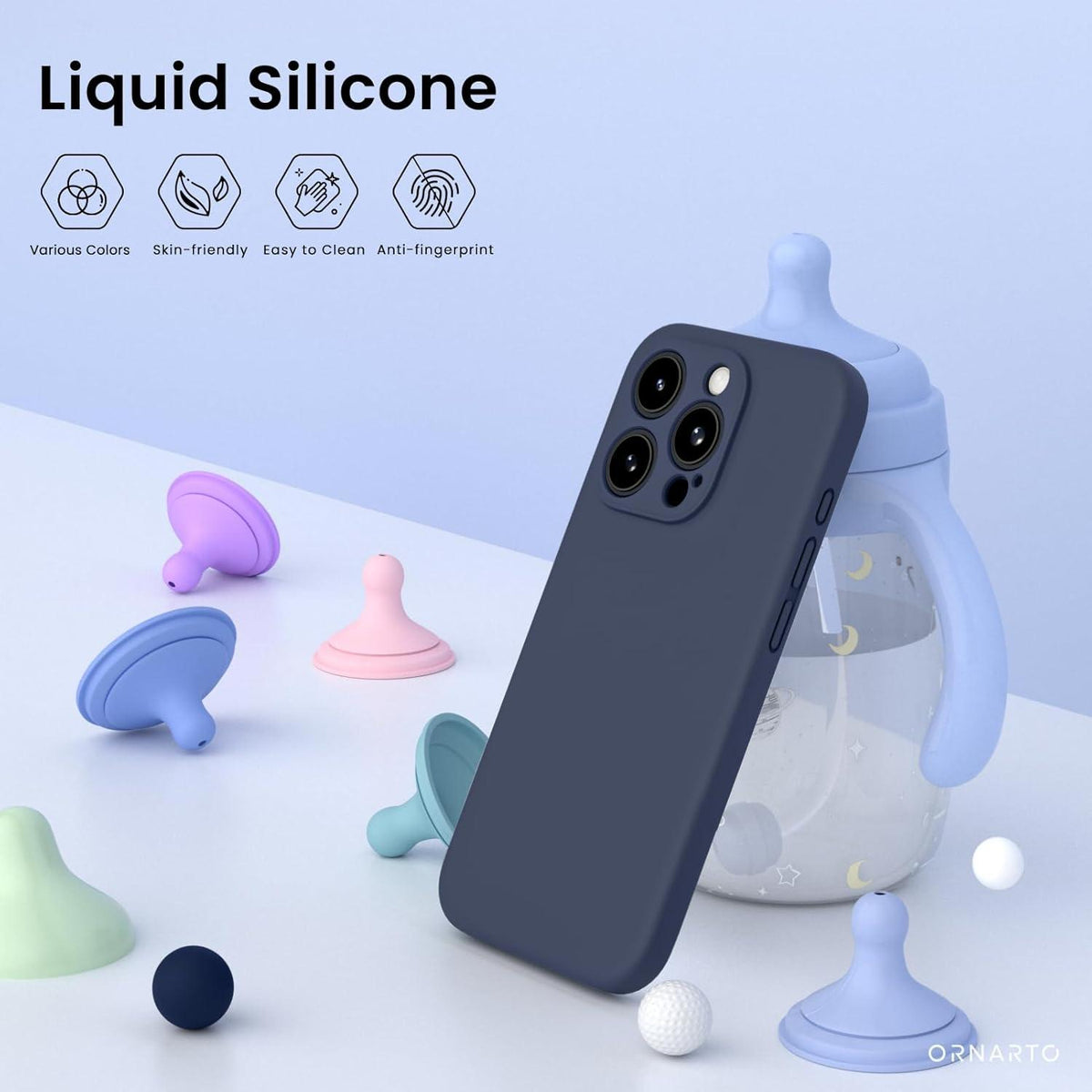 iPhone 15 Pro Max Hülle flüssiges Silikon Kameraschutz 2 Schutzfolien