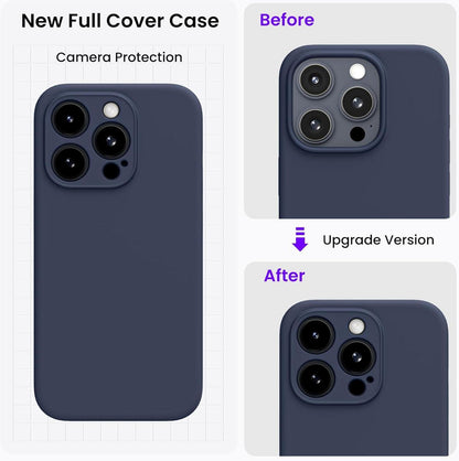 ORNARTO iPhone 15 Pro Hülle mit Kameraschutz, Schutzfolien & Mikrofaser - Mitternachtsblau