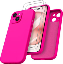 iPhone 15 Hülle flüssiges Silikon Kameraschutz 2 Schutzfolien 6.1 Zoll