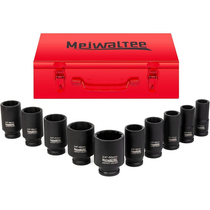 3/4" Tief Schlagschrauber Nüsse Set Metrisch 22-50mm 10-teilig Cr-Mo Stahl
