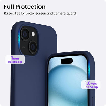 iPhone 15 Hülle Silikon 6,1 Zoll Ultra dünn flüssiges Silikon kratzfest stoßfest Schutzhülle Mitternachtsblau