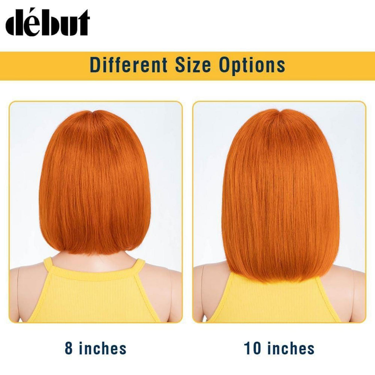 Orange Straight Bob Perücke Echthaar mit Lace Front 20cm