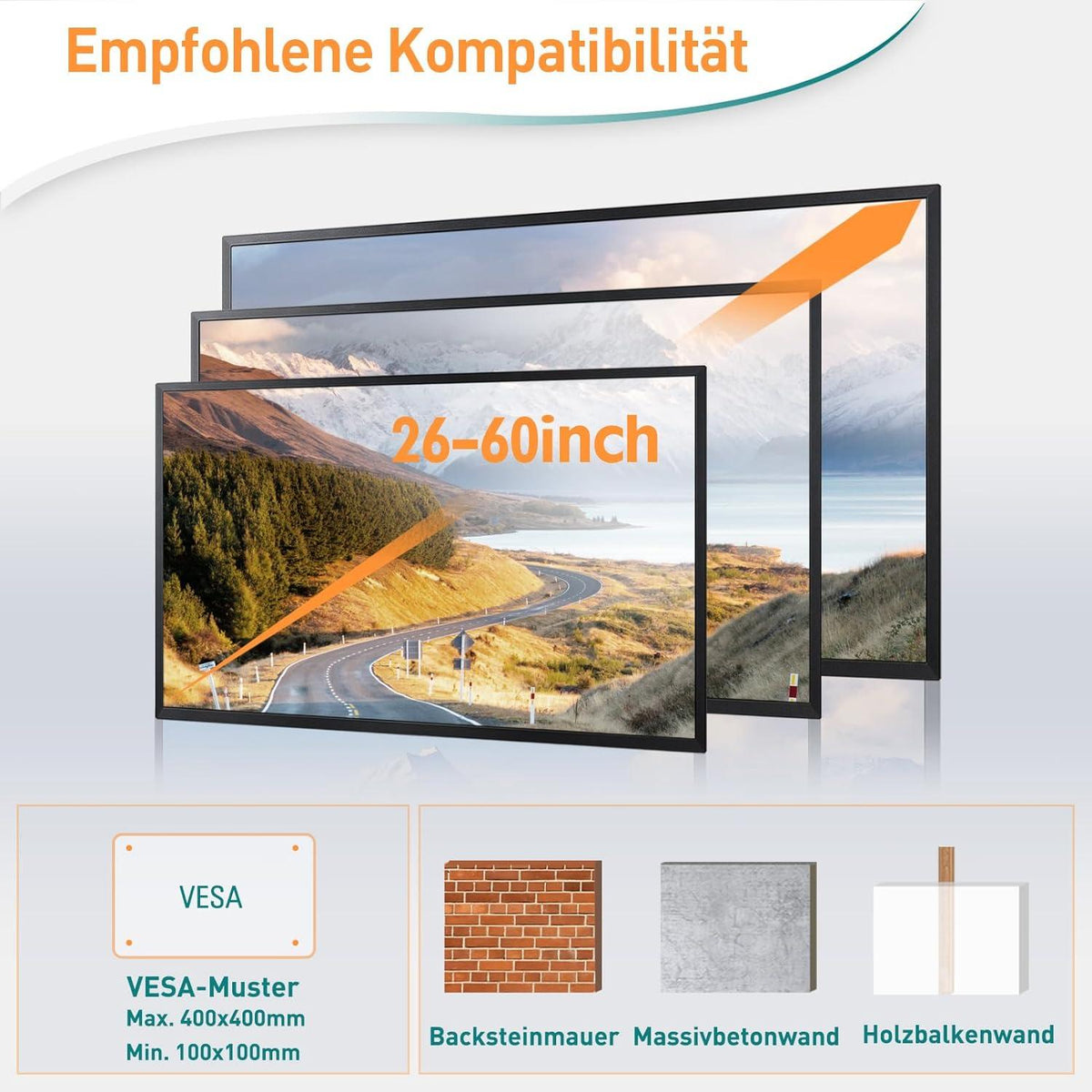 TV Wandhalterung für 26-60 Zoll Fernseher, Ausziehbar 749mm, VESA 400x400mm