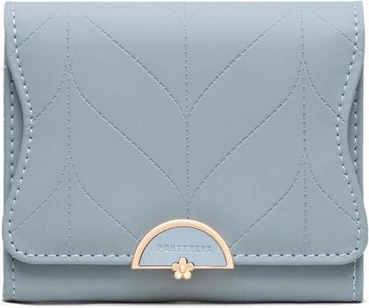 Damen Geldbörse klein mit vielen Fächern, süßes Portemonnaie Blau