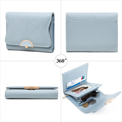 ANYWN Damen Geldbörse klein Portemonnaie fächer Münzfach elegant Blau