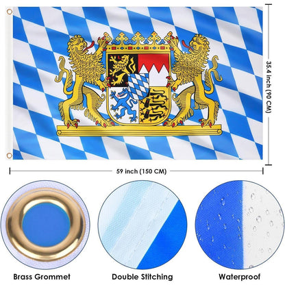 Bayern Flagge 150x90 cm – Oktoberfest Deko mit Ösen