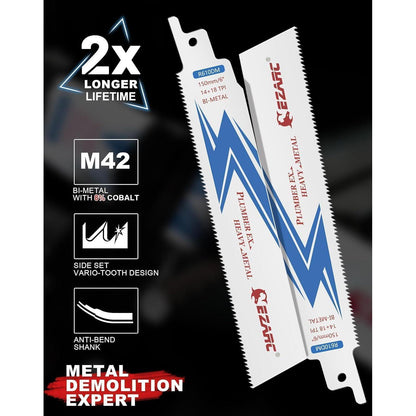 Säbelsägeblätter Bi-Metall 150mm 5tlg für Metall & Stahl