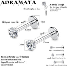 Titan Lippenpiercing Set CZ Opal Ohr Nasenpiercing 16G 20G