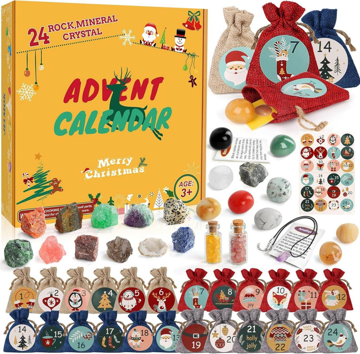 Adventskalender 2024 Kinder Kristalle Überraschungen 24 Tage Geologie