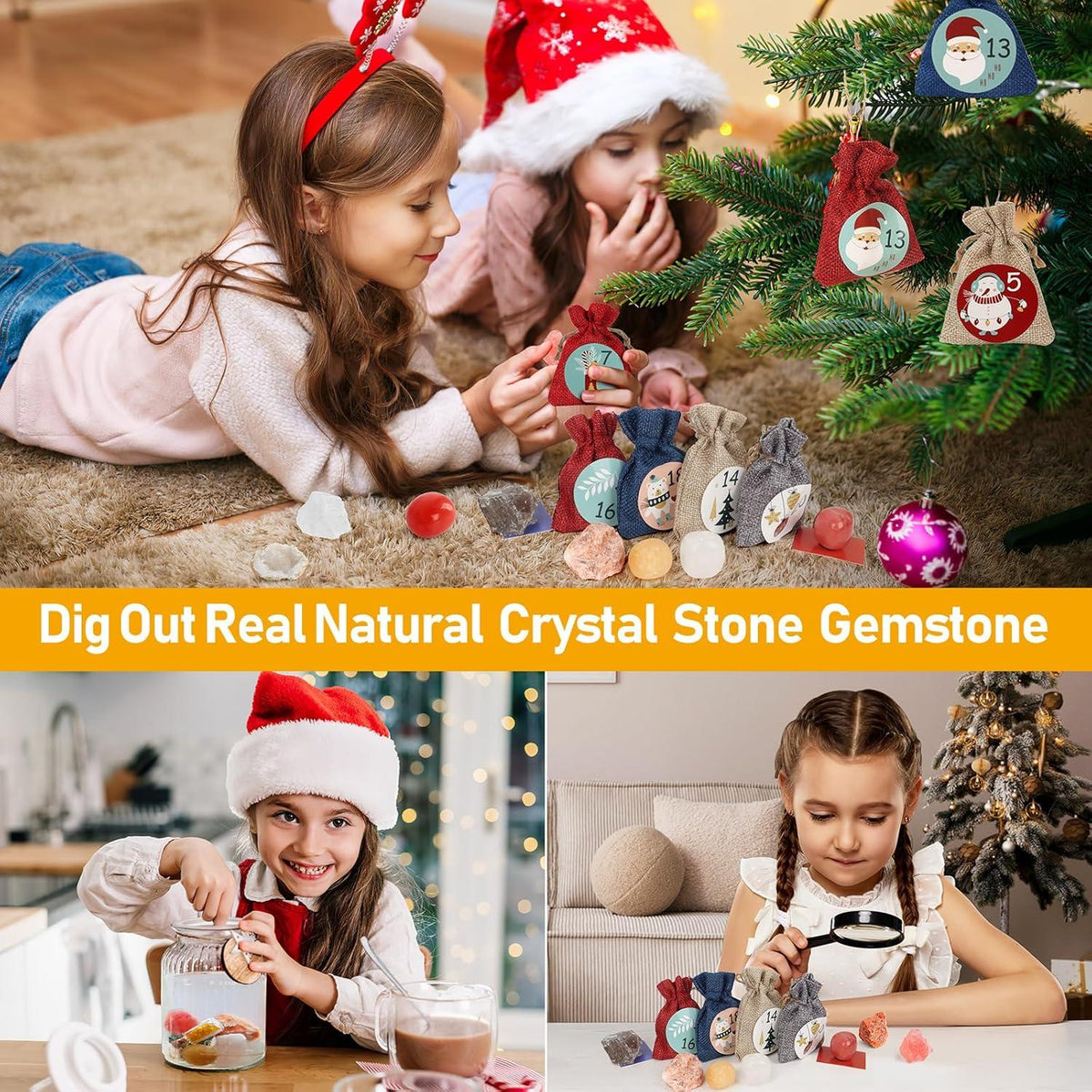Adventskalender 2024 für Kinder Kristalle 24 Tage Geschenk Geologie(#)3