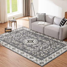 Großer Waschbarer Vintage Teppich Grau 200x290CM Kurzflor