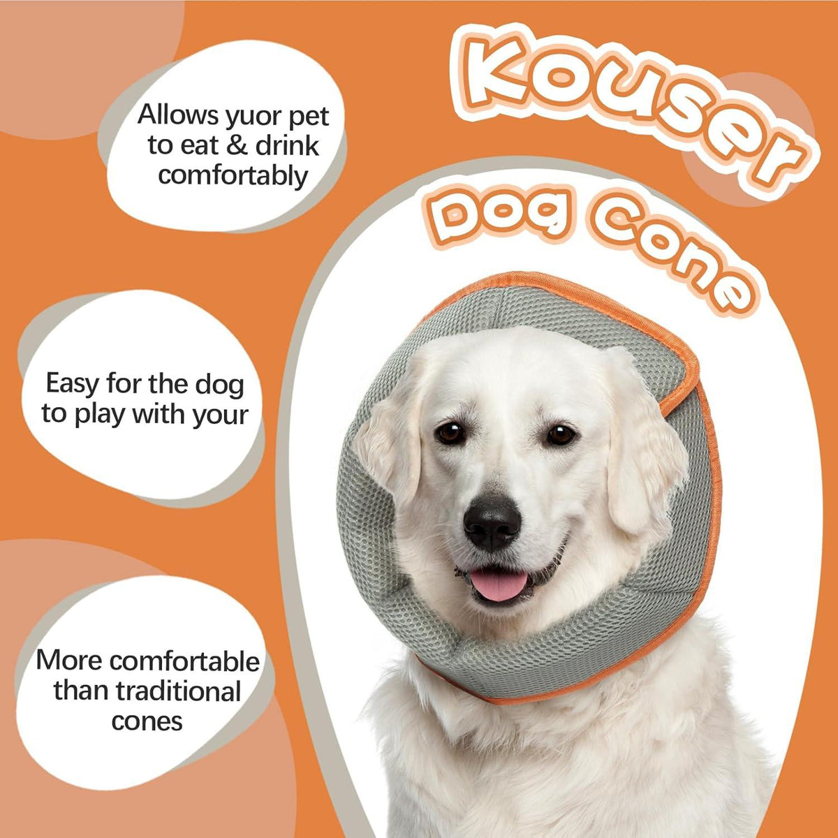 Kuoser Halskrause Leckschutz Hund Orange Größe S 24-30cm