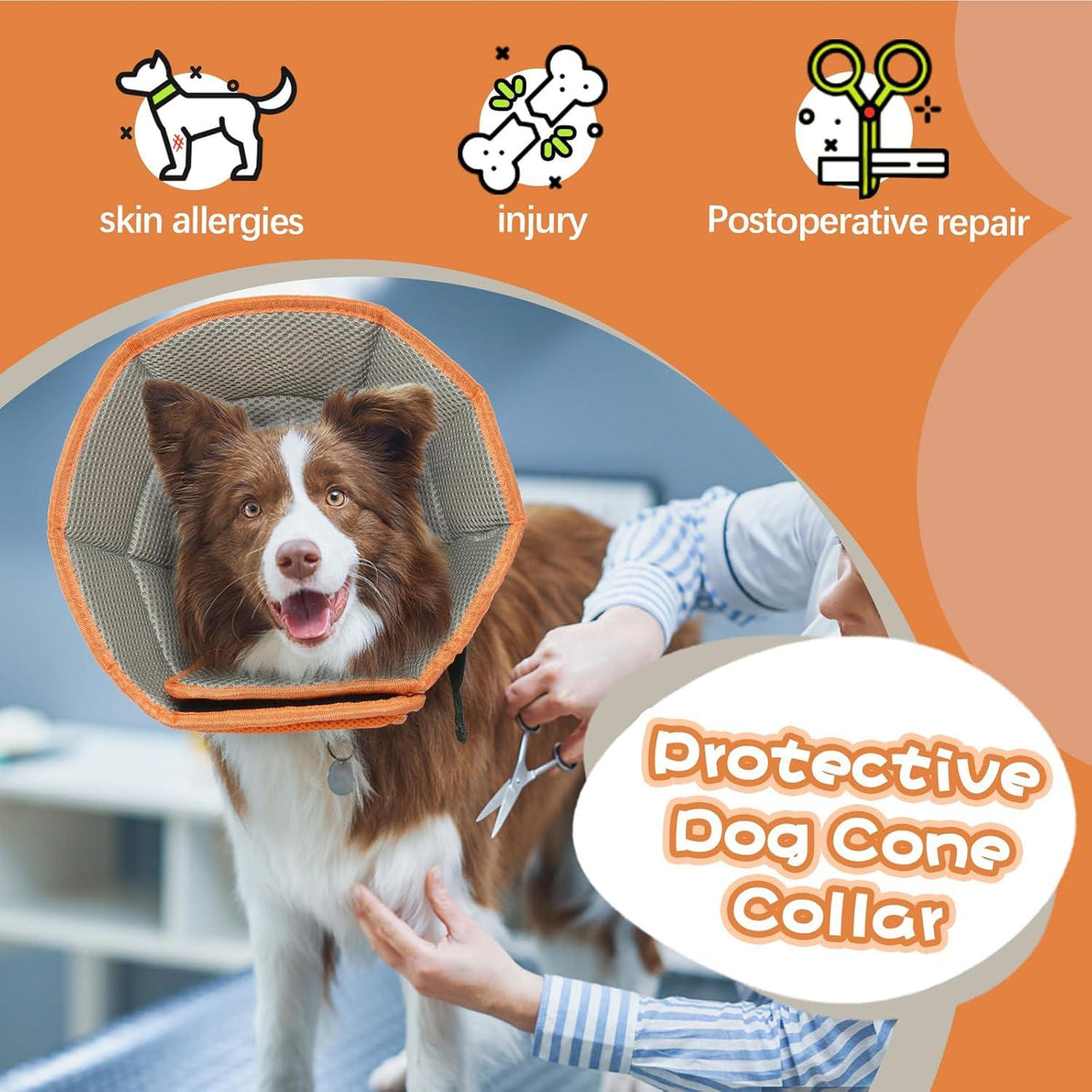 Kuoser Halskrause Leckschutz Hund Orange Größe S 24-30cm