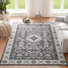 Teppich Wohnzimmer waschbar Grau Vintage Kurzflor 160x230CM