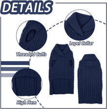 Hunde-Pullover Strickmuster Weich & Warm XS Marineblau