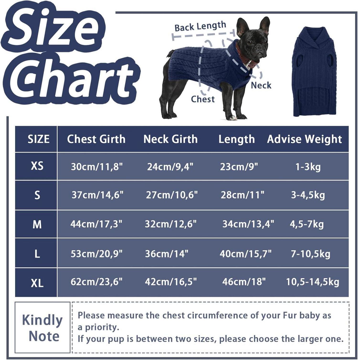 Hundepullover Stricken Revers Marineblau XS - Weich & Warm Kleine Hunde