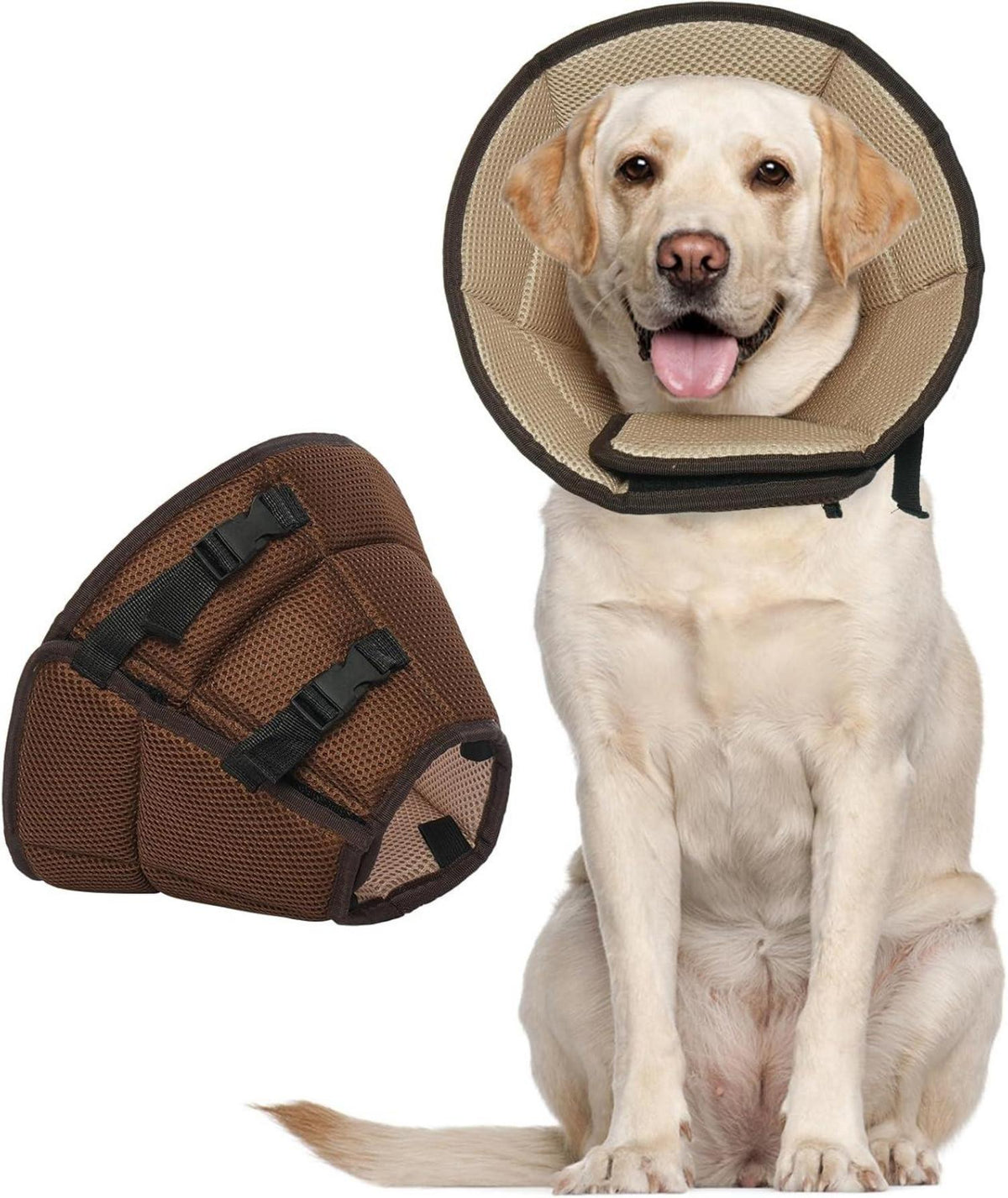 Verstellbare Halskrause Leckschutz Hund Braun XL