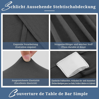 6er-Set Grau Stretch Stehtisch Husse Bistrotisch Spandex Tischdecke