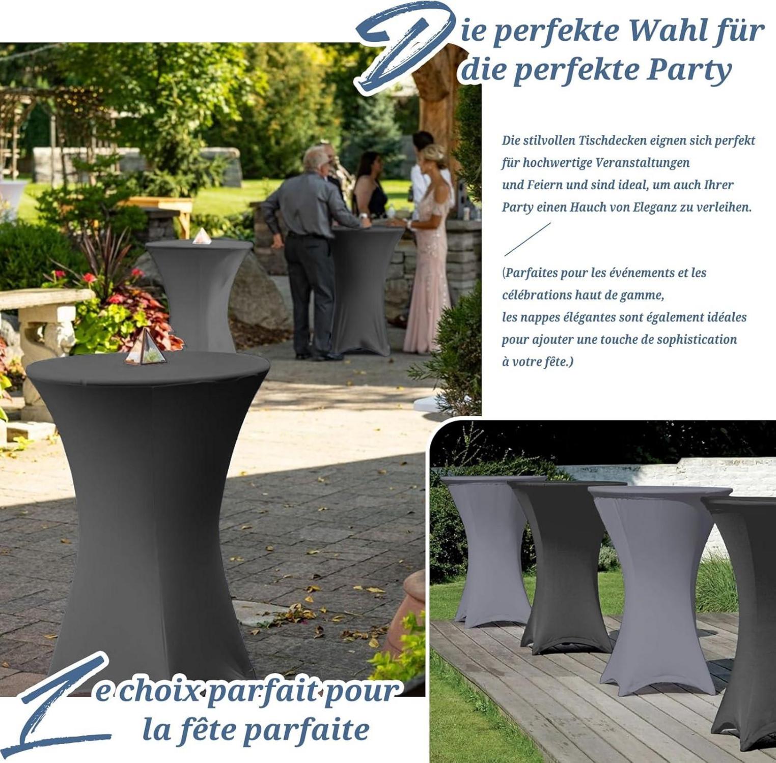 6er-Set Stretch Stehtisch Husse Bistrotisch Ø60-65 cm Spandex Tischdecke