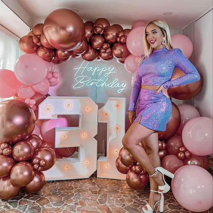 120 Stück Rosegold Luftballons Girlande Set Hochzeit Party Deko