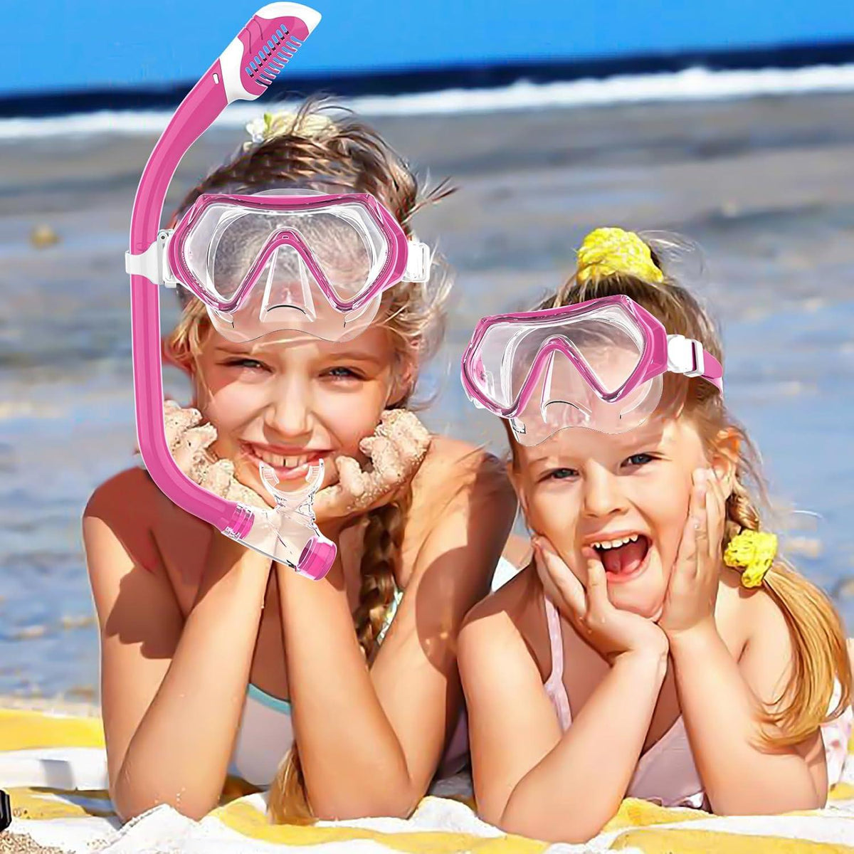 Taucherbrille Kinder Schwimmbrille Schnorchelmaske 180°Panorama HD