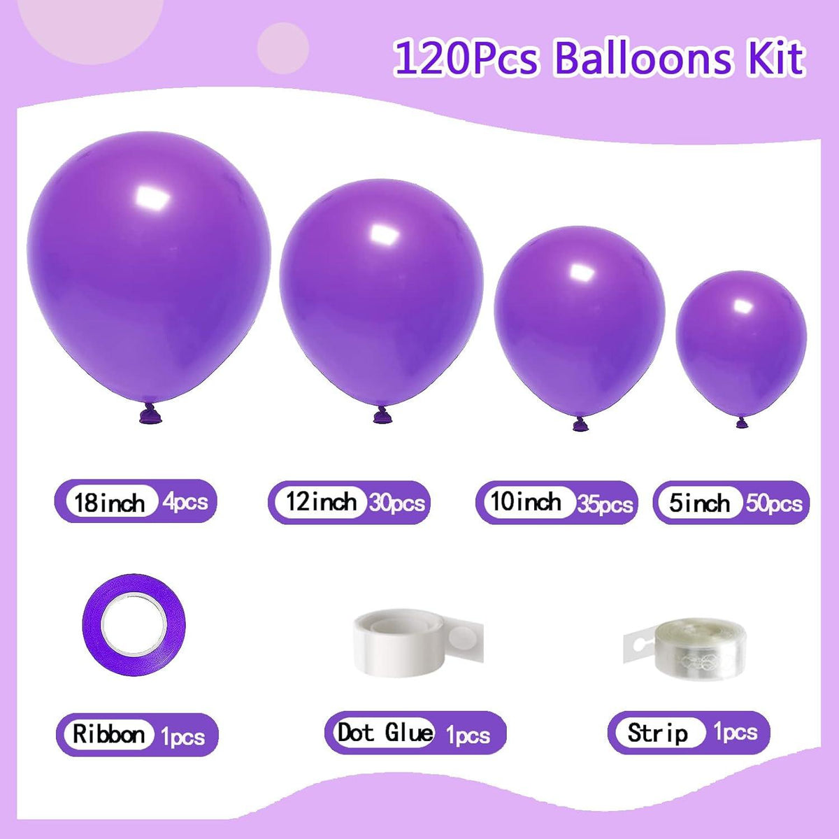 Luftballons Lila 120 Stück Geburtstag Hochzeit Deko Kit