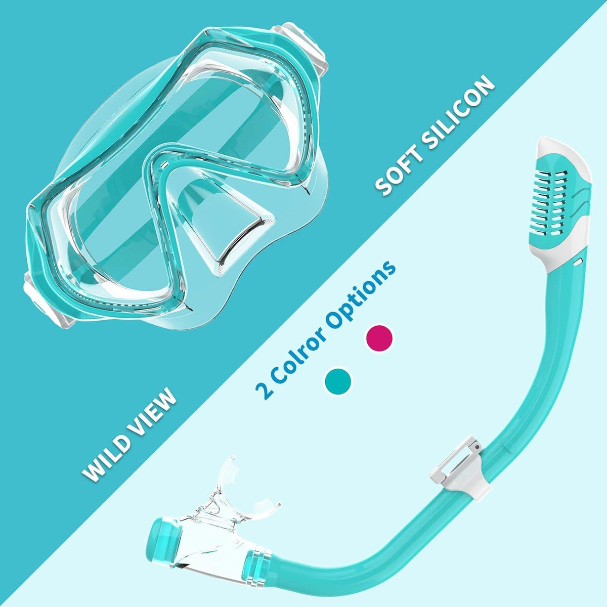 Taucherbrille Kinder Schwimmbrille Schnorchelmaske 180°Panorama Anti