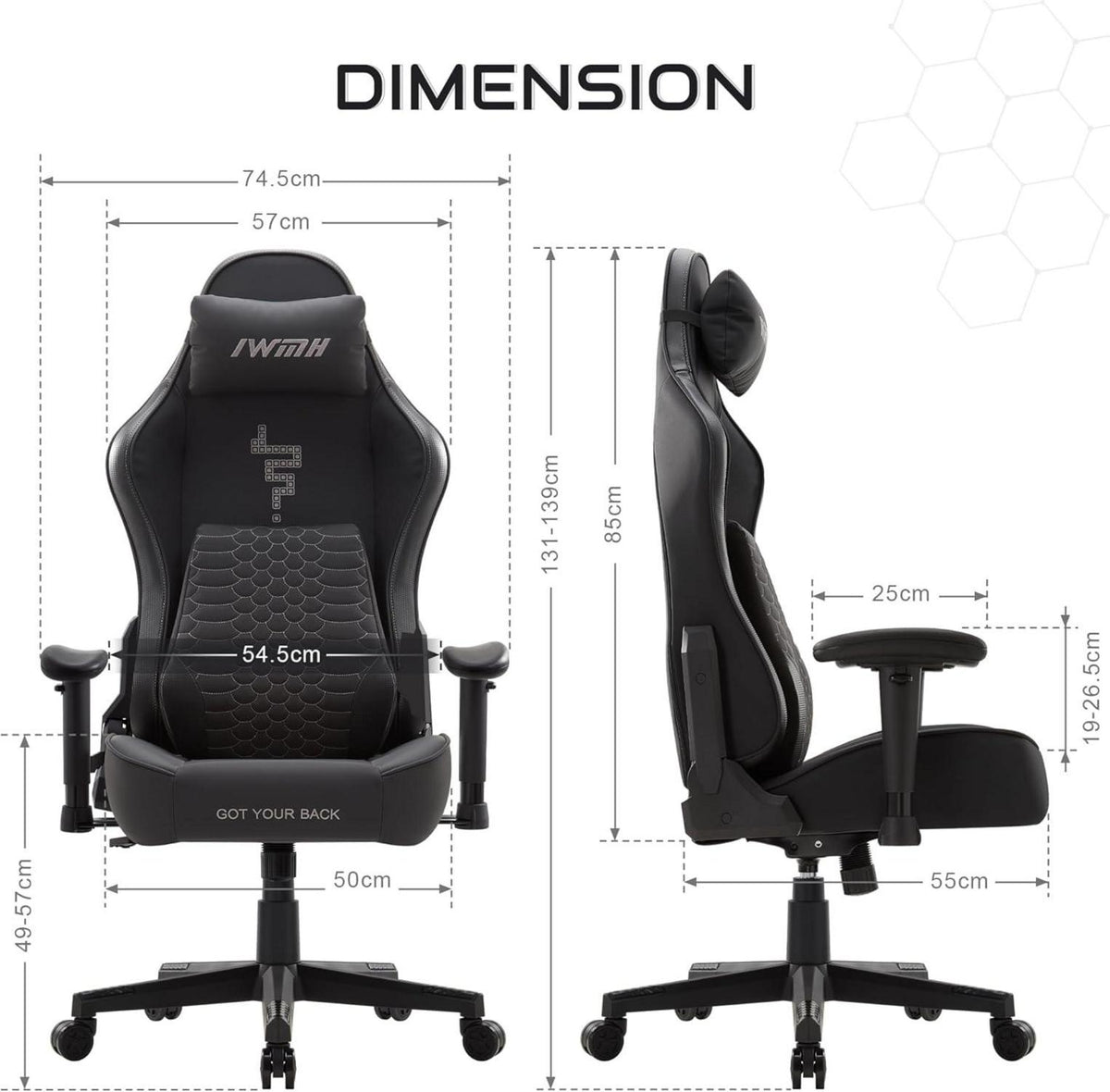 Gaming Stuhl Ergonomischer Bürostuhl 3D Lordosenstütze Racing