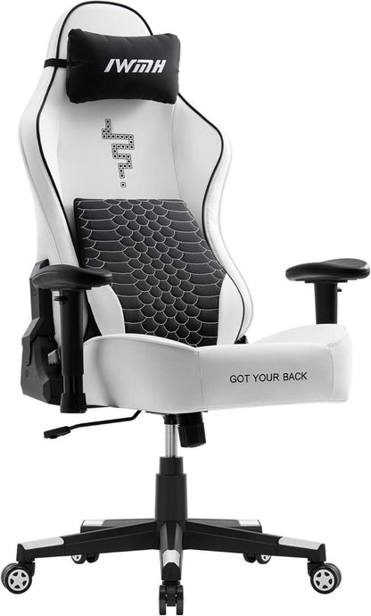 Ergonomischer Gaming Stuhl mit 3D-Lordosenstütze, Rückenlehne