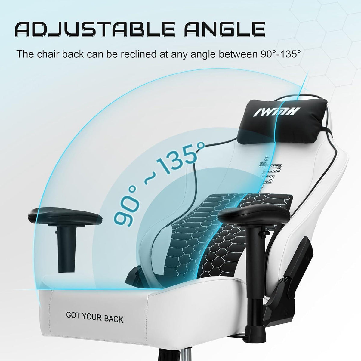 Ergonomischer Gaming Stuhl mit 3D-Lordosenstütze, Racing Sessel