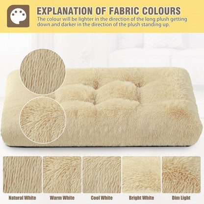 Waschbares Hundebett für große Hunde, Plüsch, 90x60cm, Khaki