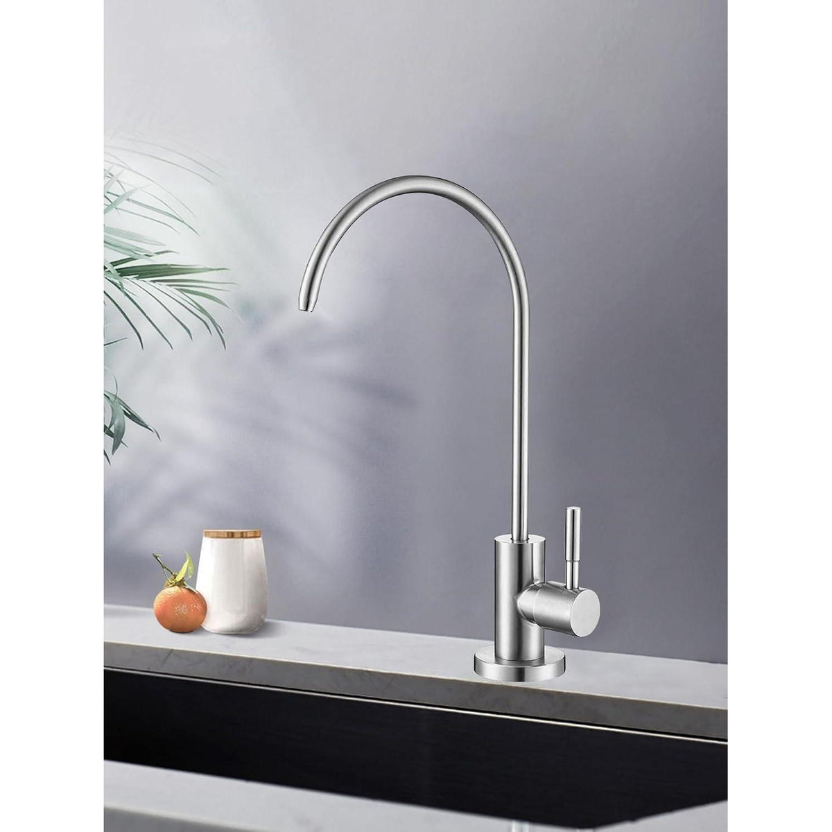 Spülbecken Wasserfilterhahn Edelstahl gebürstet Nickel