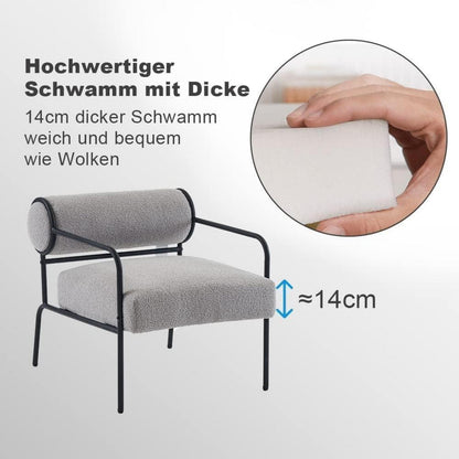 Mingone Loungesessel Grau - Bequemer Teddy Sessel für Wohnzimmer