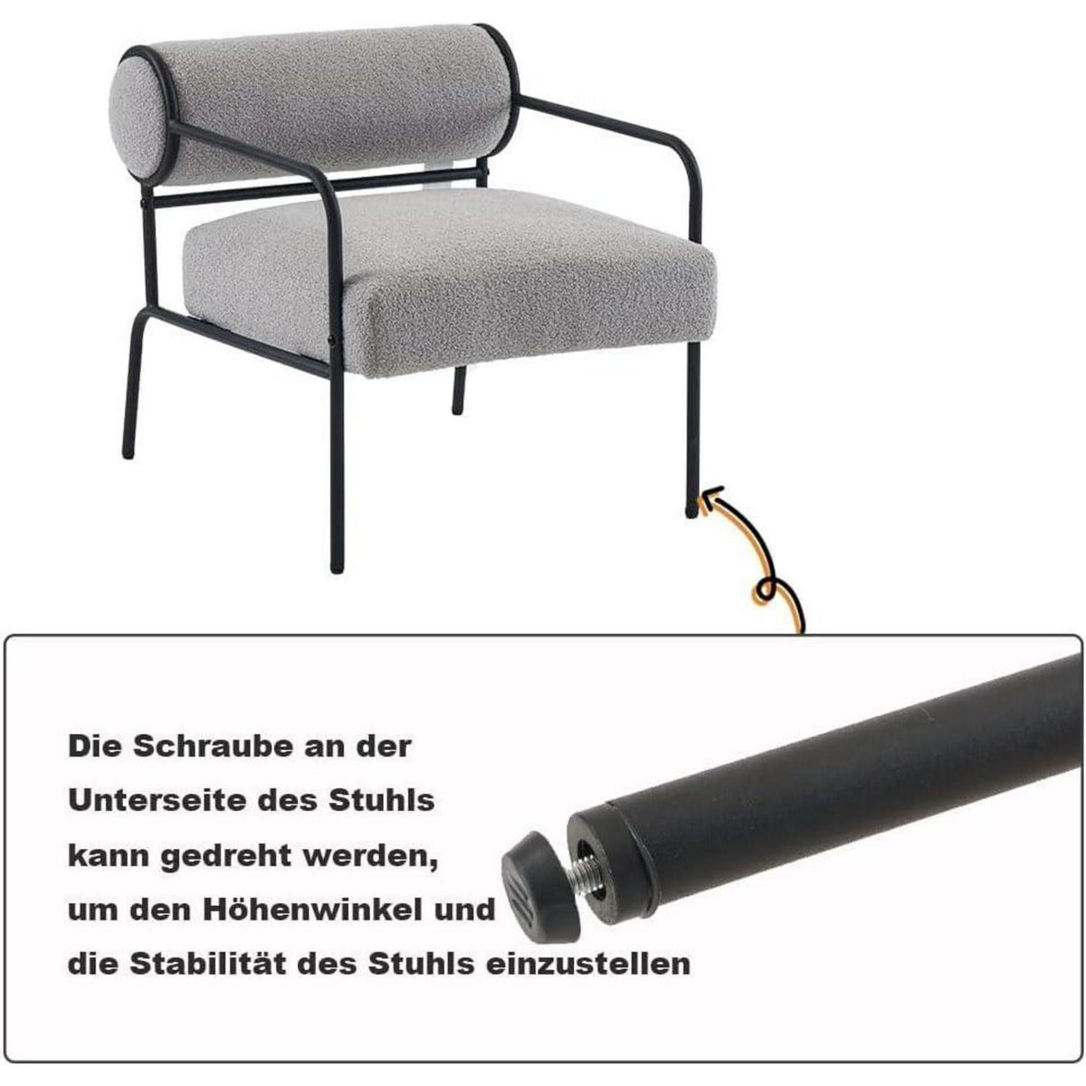 Mingone Loungesessel Grau - Bequemer Teddy Sessel für Wohnzimmer