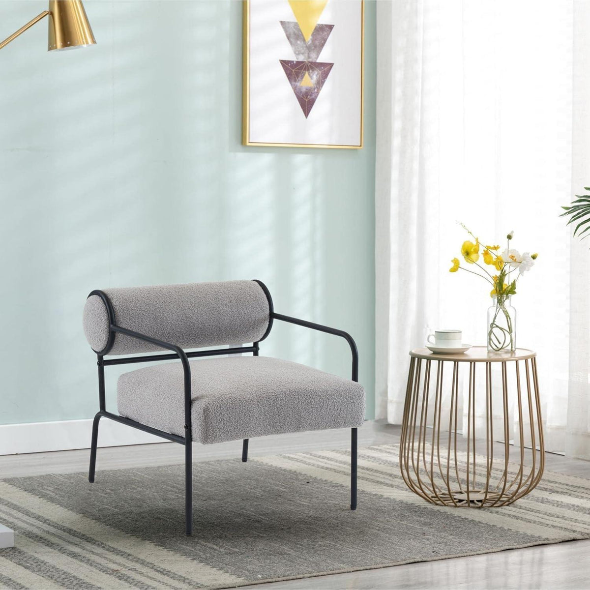 Mingone Loungesessel Grau - Bequemer Teddy Sessel für Wohnzimmer