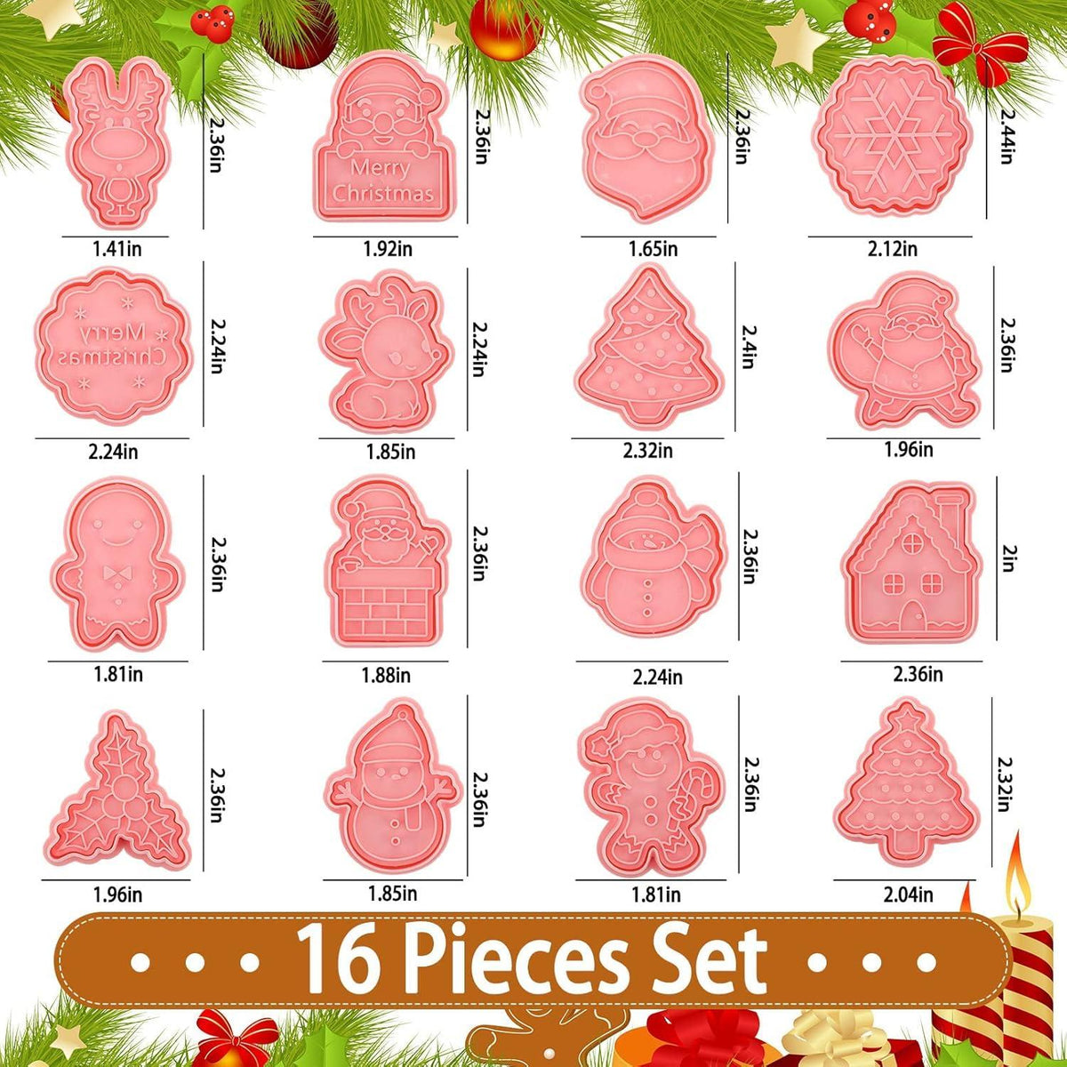 16 Ausstechförmchen Weihnachtsausstecher Set für Kinder Cookie Cutter