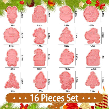 16 Ausstechförmchen Weihnachtsausstecher Set für Kinder Cookie Cutter