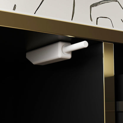 Sideboard Wohnzimmer Schwarz 160cm – Buffet mit 4 Türen & Schublade