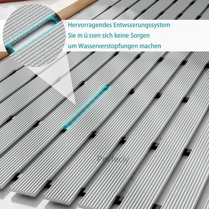 Rutschfeste Duschmatte 122x61 cm – Grau, Entwässerung mit Haken
