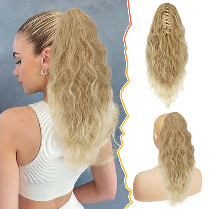 Lockige Clip-in Pferdeschwanzverlängerung 45 cm - Natürliches
