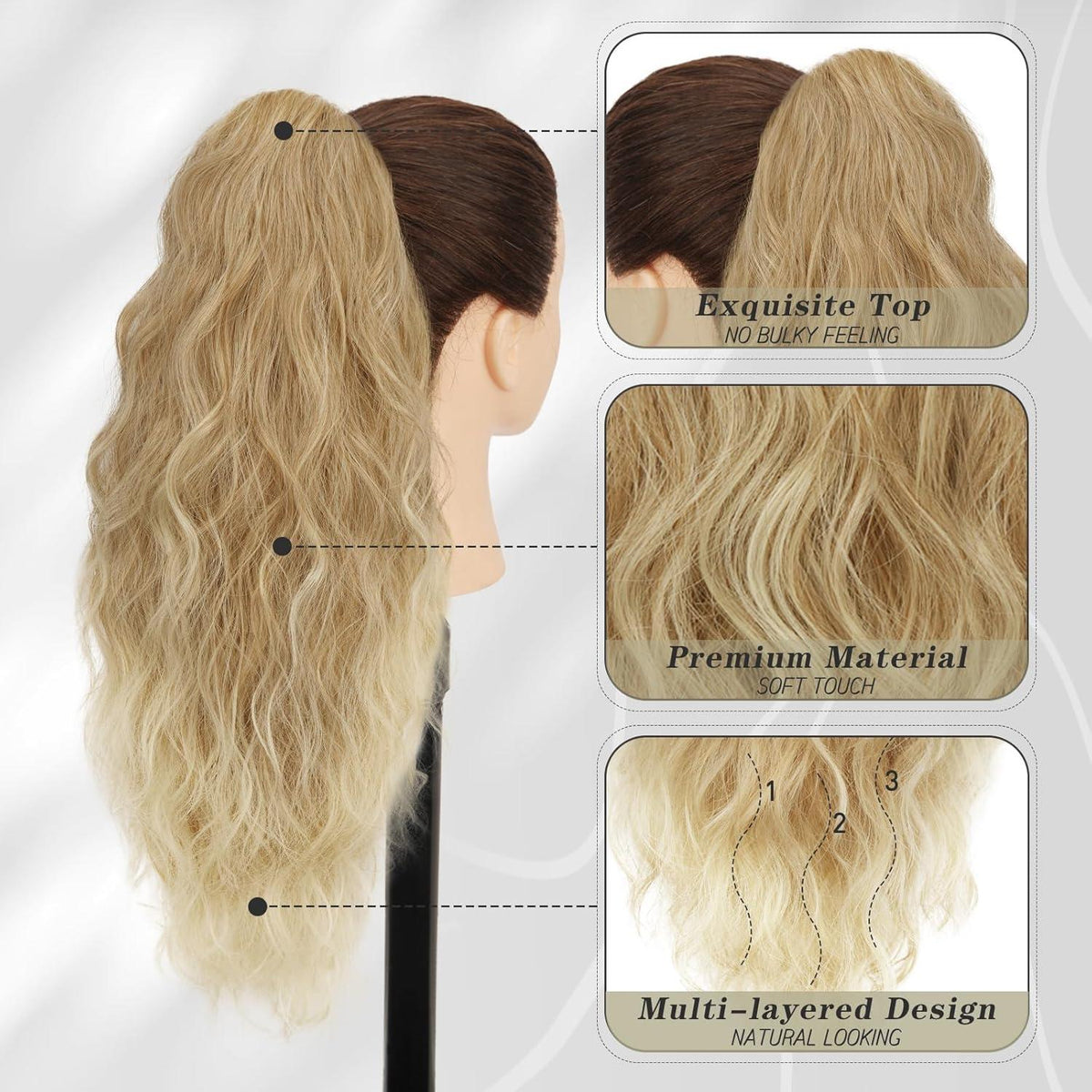 Lockige Clip-in Pferdeschwanzverlängerung 45 cm - Natürliches