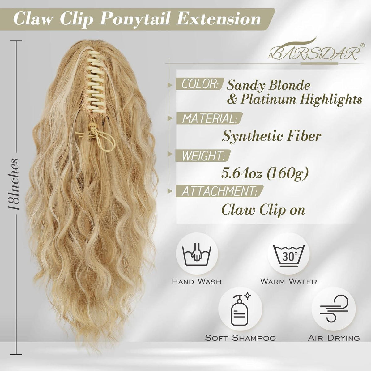 45cm Lockiger Clip-In Pferdeschwanz, Natürliche Synthetische