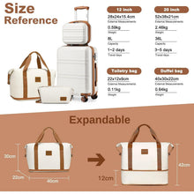 4-teiliges Reisekoffer Set mit TSA-Schloss, 55cm Handgepäck, Creme Weiß