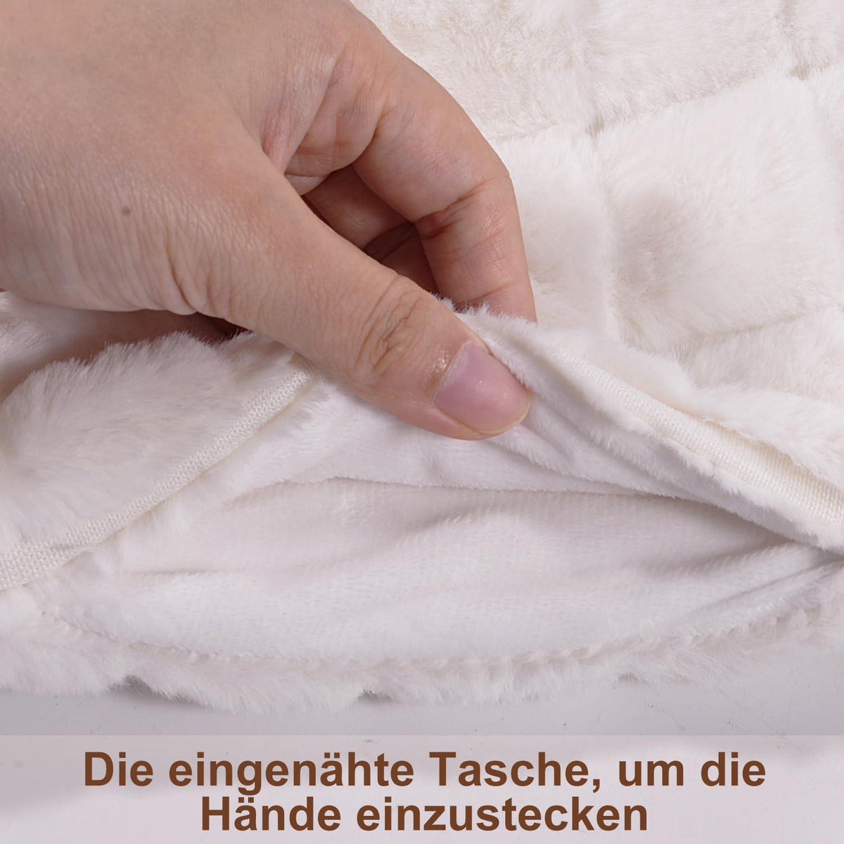 OWOZOI Wärmflasche 2L Fellbezug Tasche Handwärmer Cream