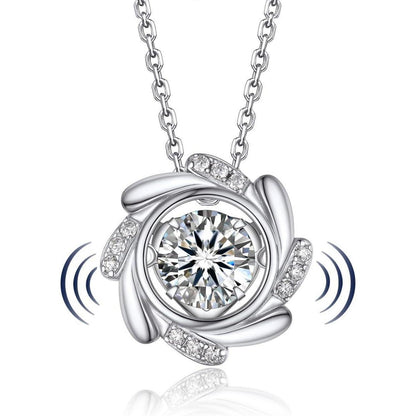 Moissanit Halskette Damen 925 Silber Windmühle Tanzender Stein Geschenk