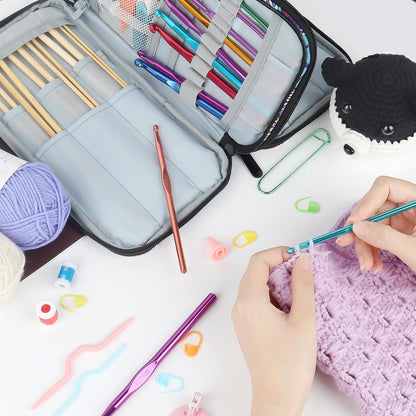Stricknadeln Häkelnadeln Aufbewahrungstasche Organizer Blau Totem