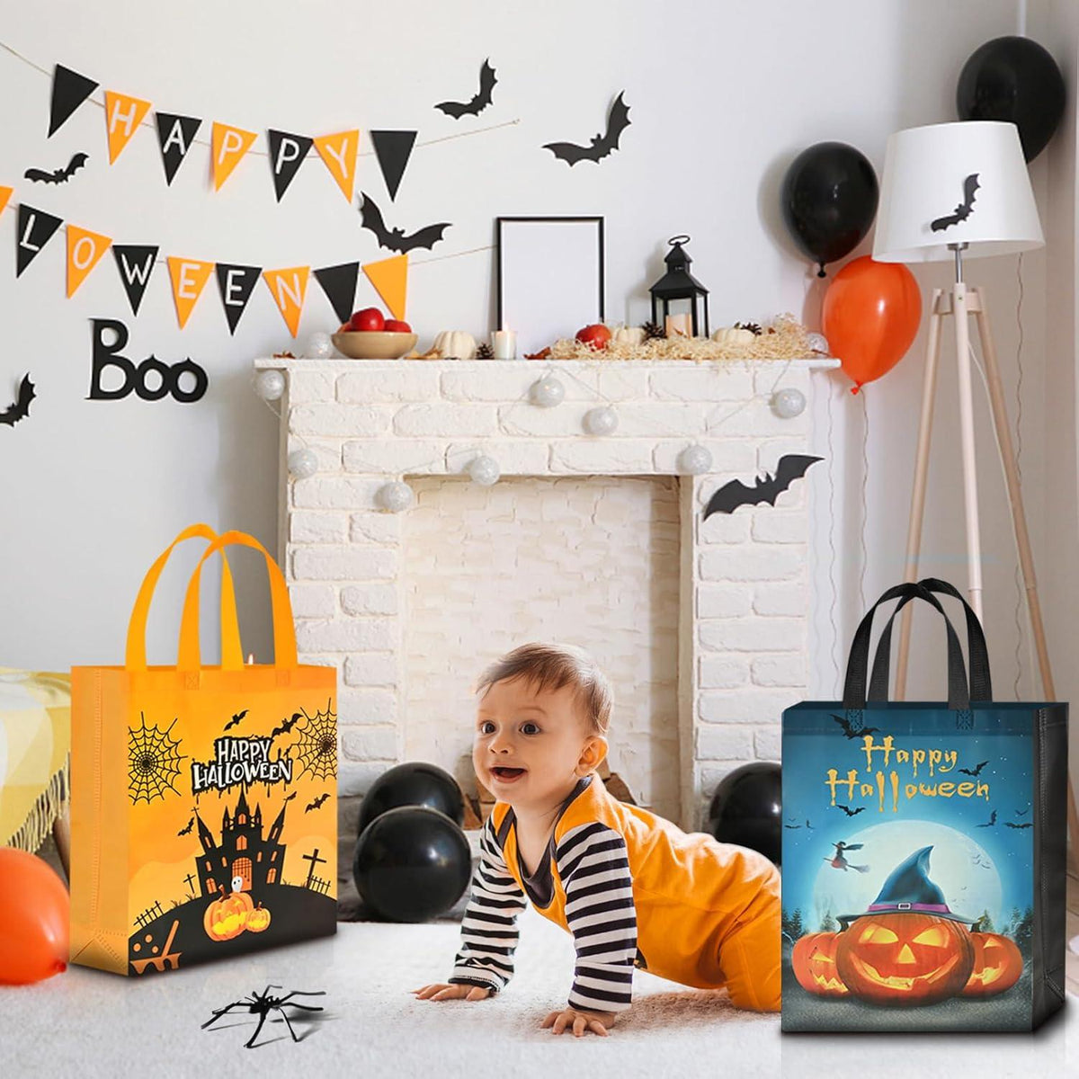 Halloween Geschenktüte Tasche Groß, 6 Stk Trick or Treat Süßigkeiten